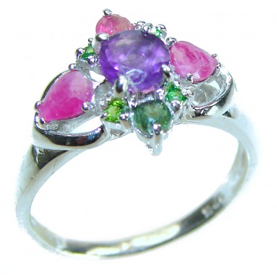 1.8 carat African Amethyst .925 Sterling Silver Handcrafted Ring size 8