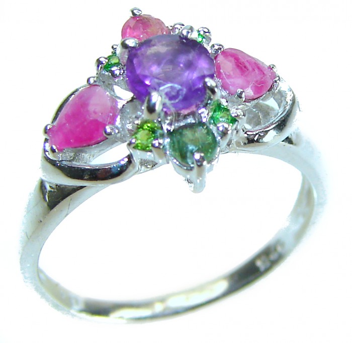 1.8 carat African Amethyst .925 Sterling Silver Handcrafted Ring size 8