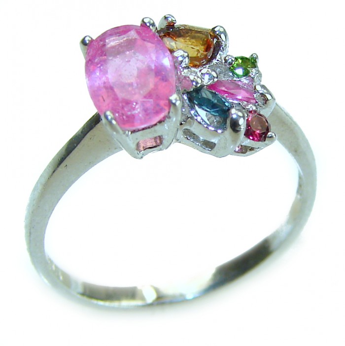 Gabriella oval cut 0.8 carat Pink Tourmaline .925 Sterling Silver handcrafted Cocktail Ring s. 7 1/4