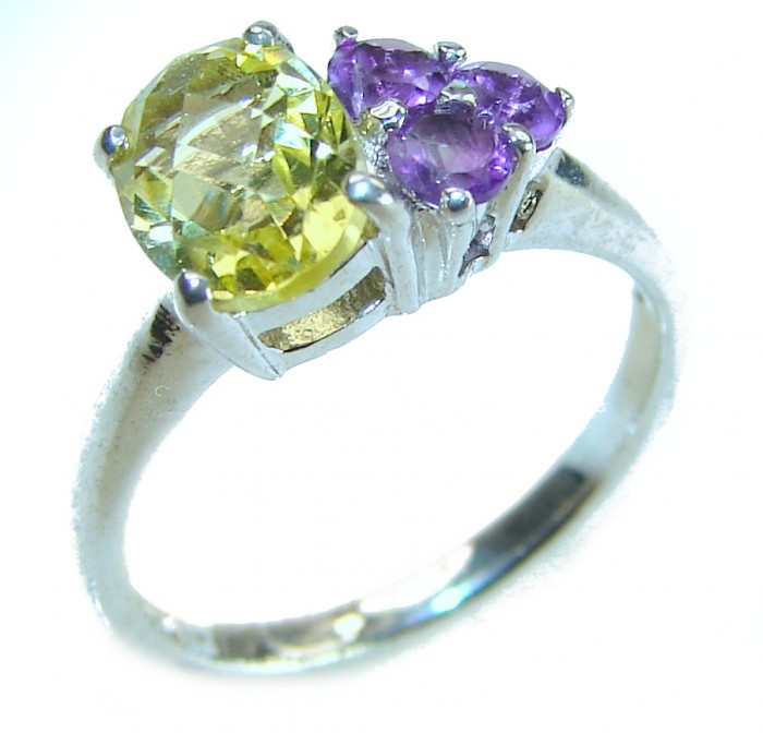 Unique Authentic 1.2 carat Citrine .925 Sterling Silver handmade Cocktail Ring s. 5