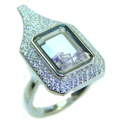 Amethyst Stones 6.4 carat African Amethyst .925 Sterling Silver Handcrafted Ring size 7 1/2