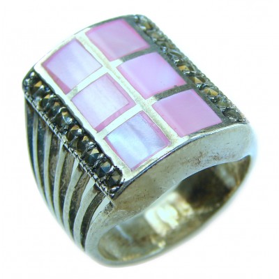 Pink Blister Pearl .925 Sterling Silver brilliantly handcrafted ring s. 6
