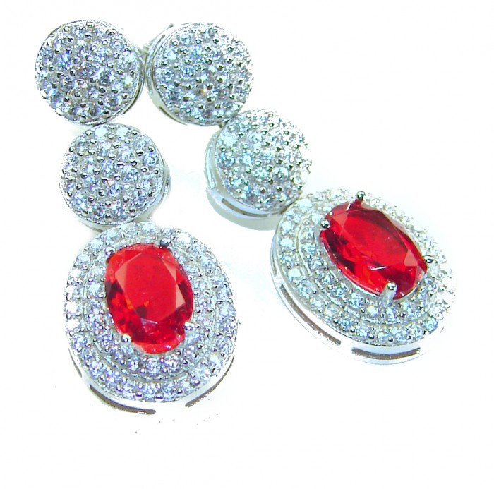 Red Brilliance 4.5 carat Ruby .925 Silver handcrafted Earrings