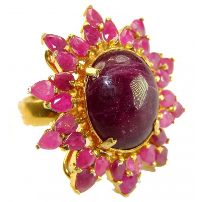 Born to Glam authentic 28.5 carat Kasmir Ruby 18K Gold over .925 Silver handcrafted Eternity Ring s. 7