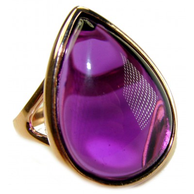 Purple Tear 22.2 carat Amethyst 14K Gold over .925 Sterling Silver Handcrafted Large Ring size 8