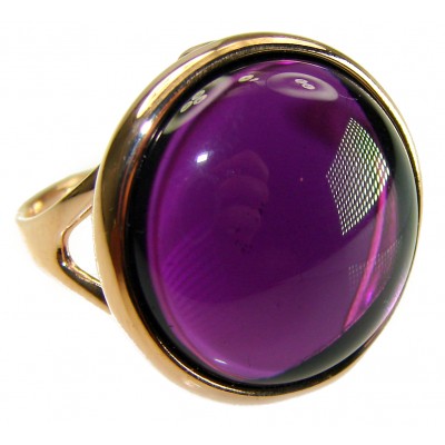 Purple Full Moon authentic 18.5 carat Amethyst 14K Gold over .925 Sterling Silver Handcrafted Large Ring size 8
