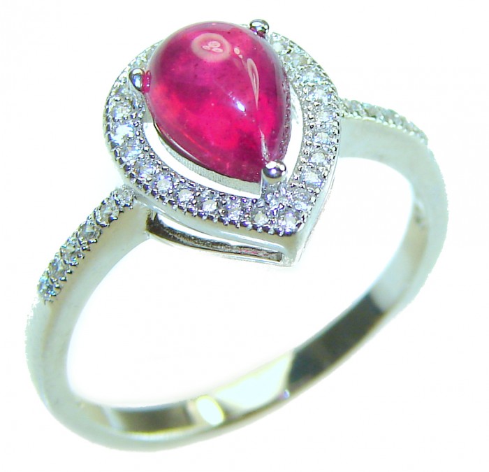 Gabriella 1.8 carat Ruby .925 Sterling Silver handcrafted Cocktail Ring s. 8
