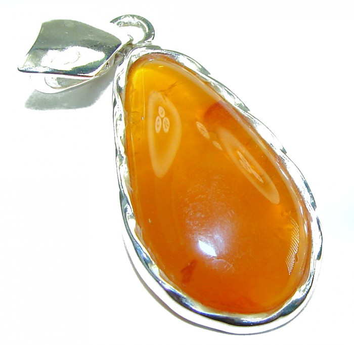 Prehistoric Authentic Golden Baltic Amber .925 Sterling Silver beautifully handcrafted Pendant