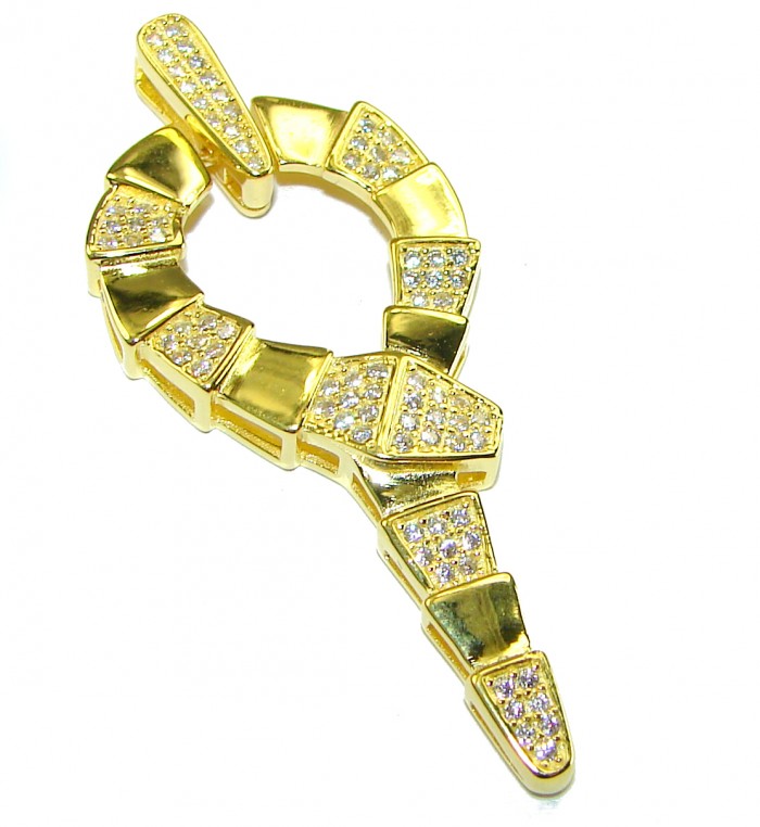 Cleopatra - The Egyptian Cobra White Sapphire 18K Gold over .925 Sterling Silver Pendant