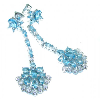 Vintage style 12.5 carat Swiss Blue Topaz .925 Sterling Silver handcrafted necklace