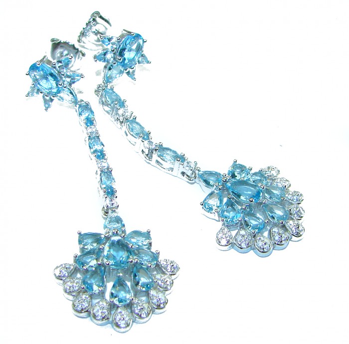 Vintage style 12.5 carat Swiss Blue Topaz .925 Sterling Silver handcrafted necklace