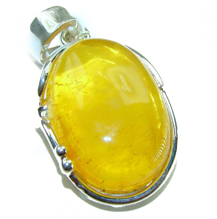 Prehistoric Authentic Butterscotch Baltic Amber .925 Sterling Silver beautifully handcrafted Large Pendant