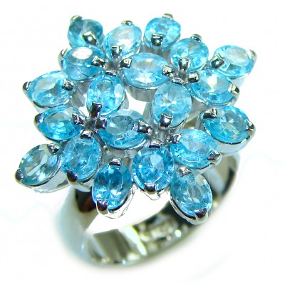 Atlantica 10.5 carat Swiss Blue Topaz .925 Sterling Silver Handcrafted Ring size 7 1/4