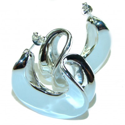 LARGE - EXTRAVAGANZA - Highly Polished Fancy .925 Sterling Silver Italy made Earrings