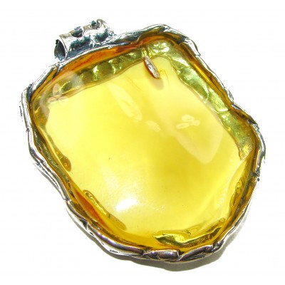 Prehistoric Authentic Baltic Amber .925 Sterling Silver beautifully handcrafted Large Pendant