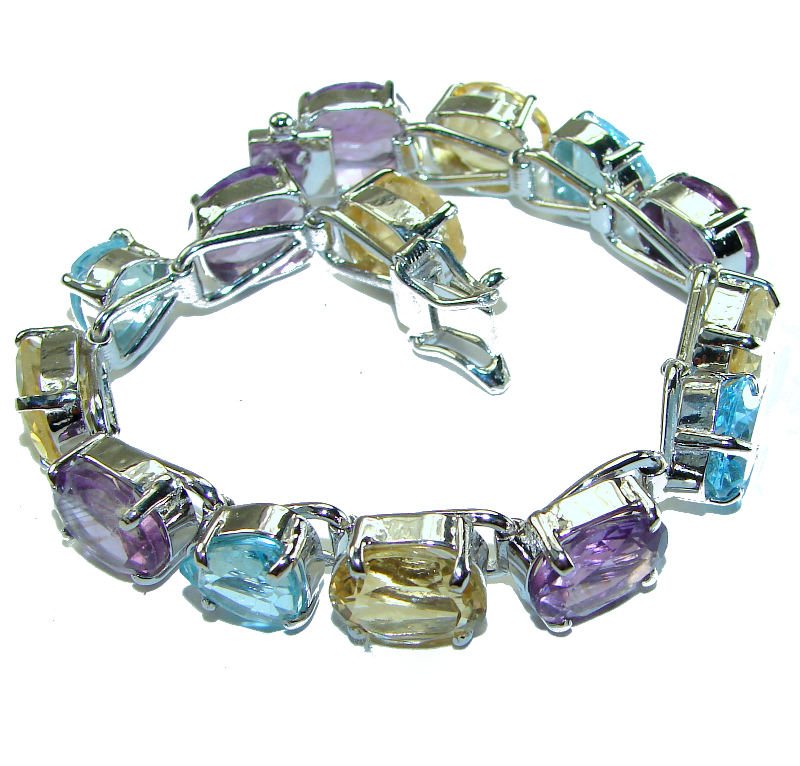 Bracelet Silver Triple Gemme main image 1