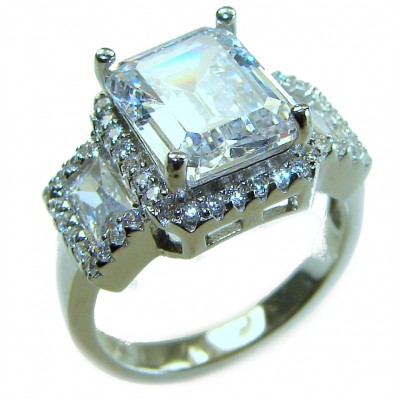 6.8 carat White Topaz .925 Sterling Silver brilliantly handcrafted ring s. 6