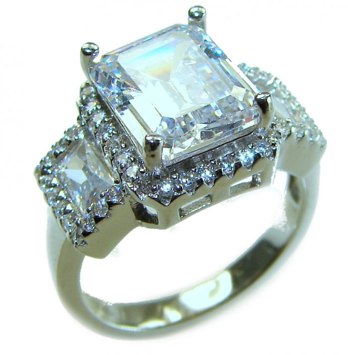 6.8 carat White Topaz .925 Sterling Silver brilliantly handcrafted ring s. 6