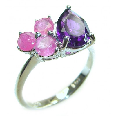 4.2 carat Amethyst .925 Sterling Silver Handcrafted Ring size 5