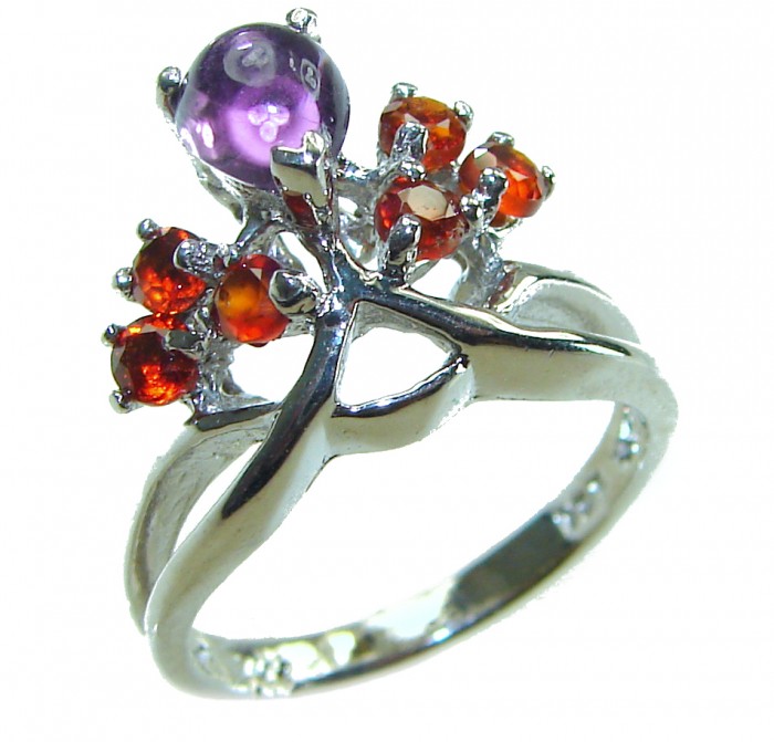 4.2 carat Amethyst .925 Sterling Silver Handcrafted Ring size 6