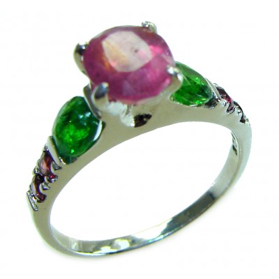 Gabriella 0.8 carat Ruby .925 Sterling Silver handcrafted Cocktail Ring s. 7 1/2