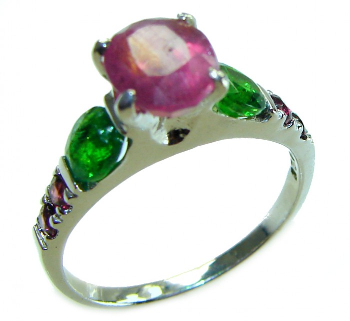 Gabriella 0.8 carat Ruby .925 Sterling Silver handcrafted Cocktail Ring s. 7 1/2
