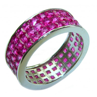 Born to Glam authentic Ruby .925 Silver handcrafted Eternity Ring s. 7