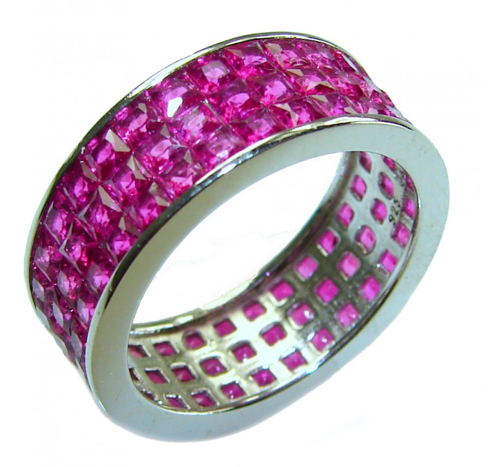 Born to Glam authentic Ruby .925 Silver handcrafted Eternity Ring s. 7