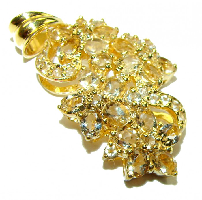 11.5 carat Citrine 18K Gold over .925 Sterling Silver Handcrafted pendant