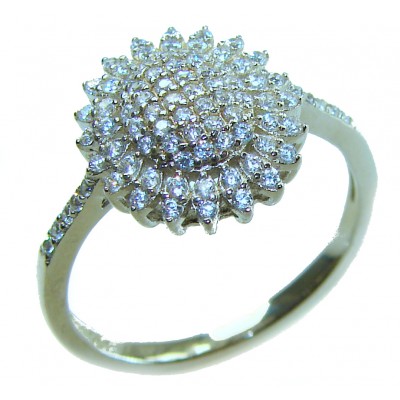 Luxurious 5.8 carat White Topaz .925 Sterling Silver brilliantly handcrafted ring s. 7 1/4