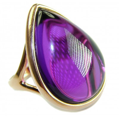 Purple Tear 22.2 carat Amethyst 14K Gold over .925 Sterling Silver Handcrafted Large Ring size 6