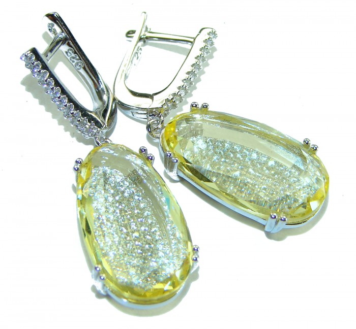 Splendid 14.5 carat Citrine .925 Sterling Silver Handcrafted Earrings