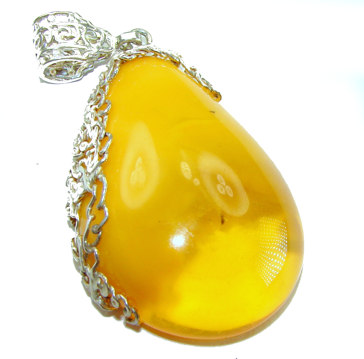 Prehistoric Butterscotch Authentic Baltic Amber .925 Sterling Silver beautifully handcrafted Pendant