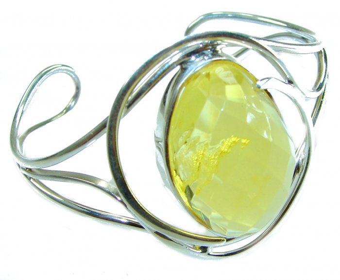 Vintage Design Genuine faceted Butterscotch Polish Amber .925 Sterling Silver handmade Bracelet / Cuff - video