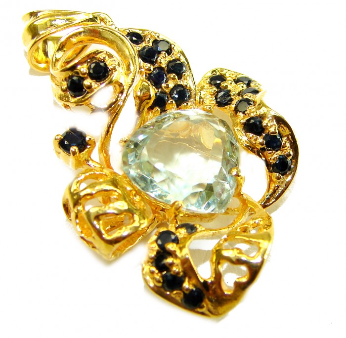 11.8 carat Green Amethyst - Prasolite 14K Gold over .925 Sterling Silver handcrafted pendant