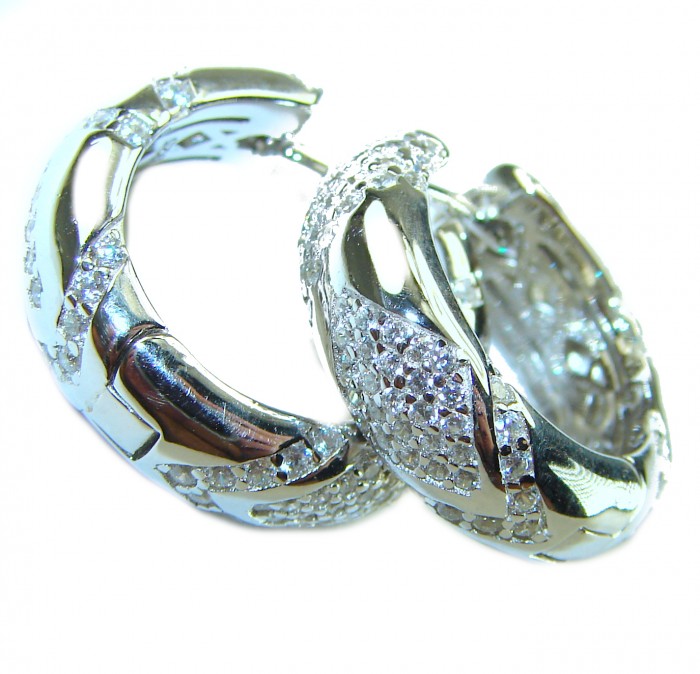 Allure Natural 7.2 carat White Topaz .925 Sterling Silver handcrafted earrings