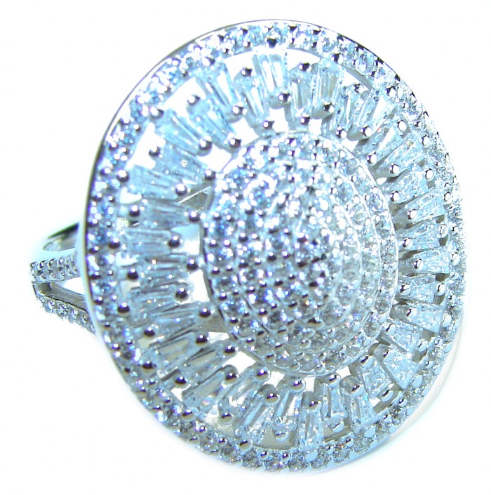 8.8 carat White Topaz .925 Sterling Silver brilliantly handcrafted ring s. 7 1/2