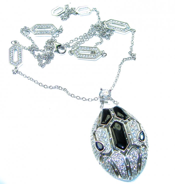 Great Masterpiece Snake's Head genuine 4.1 carat Onyx Blister Pearl .925 Sterling Silver handmade necklace - video