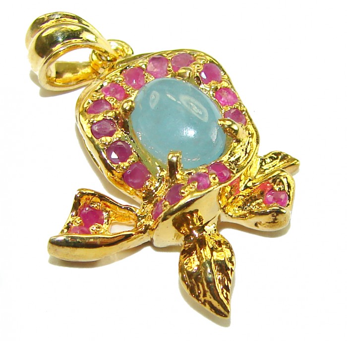 Eau Pure authentic 3.5 carat Aquamarine 14K Gold over.925 Sterling Silver Handcrafted pendant