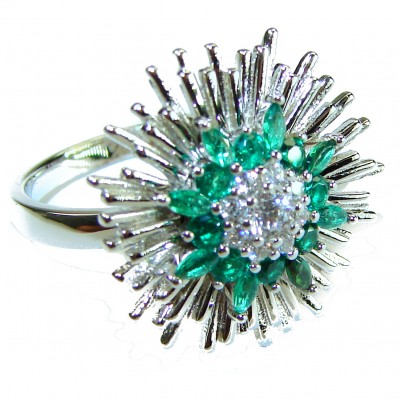 Authentic 8.2 carat Colombian Emerald .925 Sterling Silver handcrafted Ring size 6 1/4