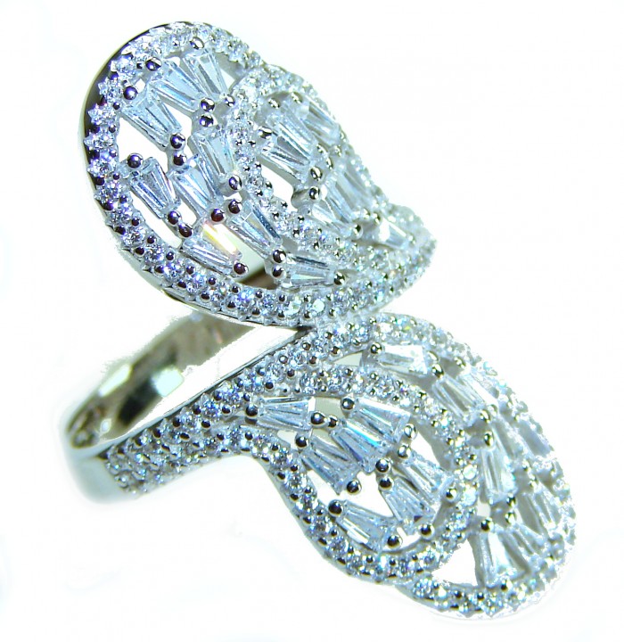 8.8 carat White Topaz .925 Sterling Silver brilliantly handcrafted ring s. 7 1/4