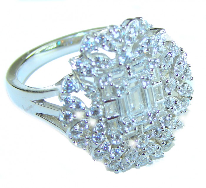8.8 carat White Topaz .925 Sterling Silver brilliantly handcrafted ring s. 8