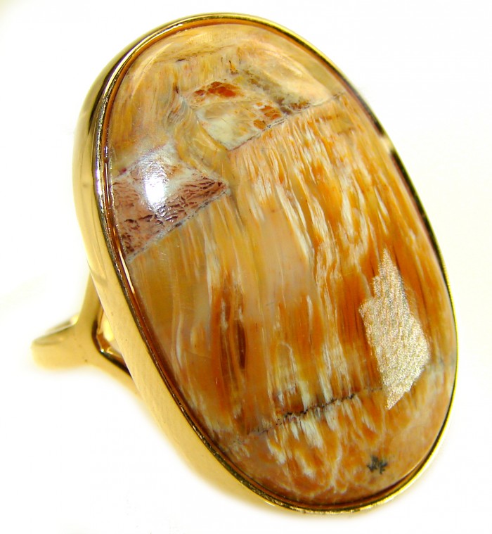 Large Silky Golden Pietersite 14K Gold over .925 Sterling Silver handmade Ring size 9 3/4