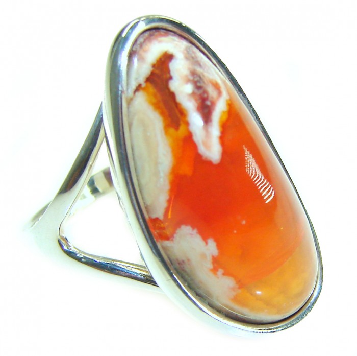 Inner Fire best quality 21.4 carat Mexican Opal 18K Gold over .925 Sterling Silver handmade ring 9