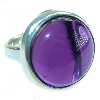 Purple Tear 22.2 carat Amethyst 14K Gold over .925 Sterling Silver Handcrafted Large Ring size 7 adjustable