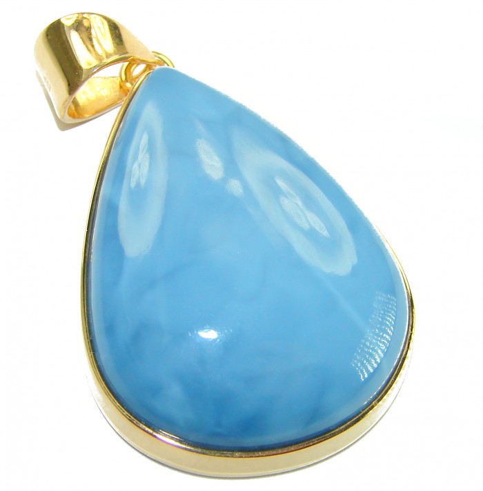 Seaside authentic 36.5 carat Aquamarine 14K Gold over .925 Sterling Silver Handcrafted pendant