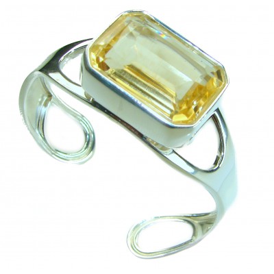 Luxurious Genuine 41.2.6 CARAT Lemon Quartz .925 Sterling Silver handcrafted Bracelet / Cuff