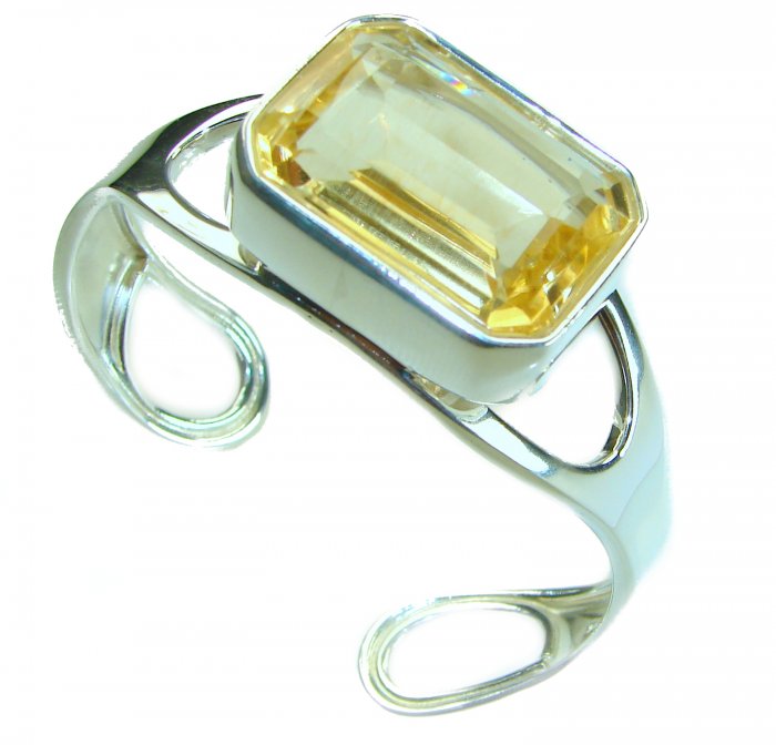 Luxurious Genuine 41.2.6 CARAT Lemon Quartz .925 Sterling Silver handcrafted Bracelet / Cuff - video