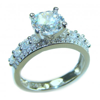 Princess cut 3.8 carat White Topaz .925 Sterling Silver brilliantly handcrafted ring s. 6