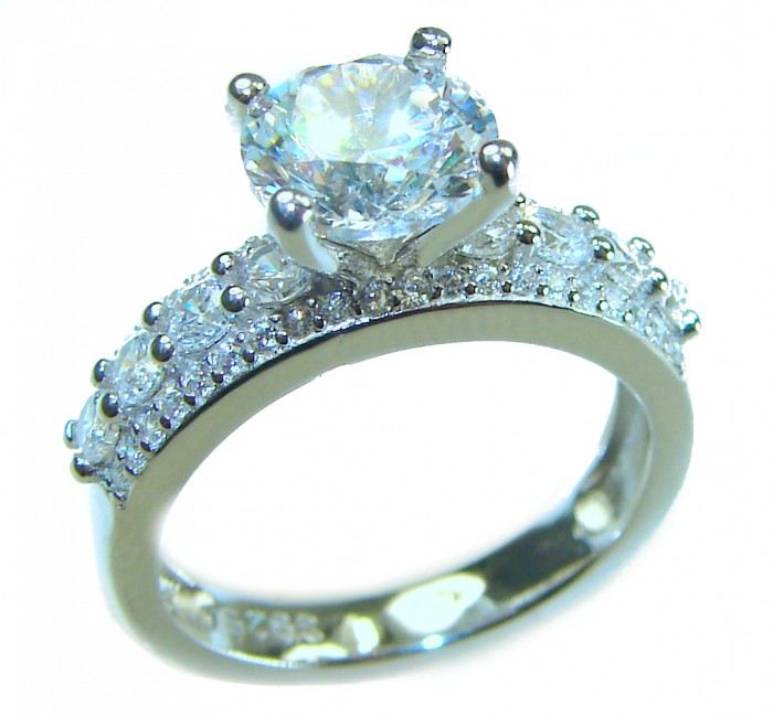 Princess cut 3.8 carat White Topaz .925 Sterling Silver brilliantly handcrafted ring s. 6
